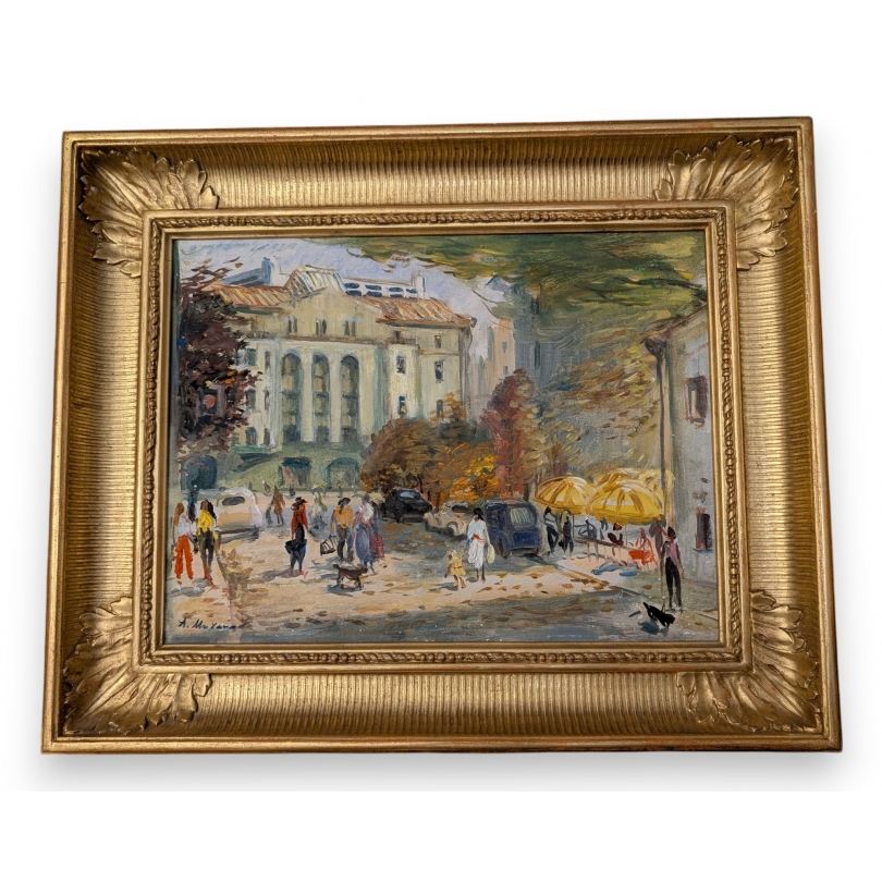 Tableau \"Rue Plotnikov\" signé A. MIKHAILOV