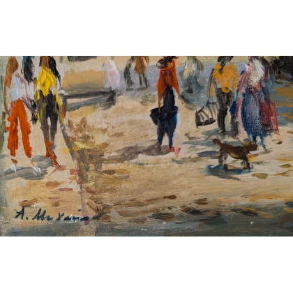 Tableau \"Rue Plotnikov\" signé A. MIKHAILOV