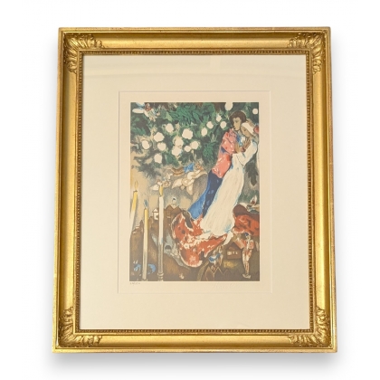 Lithographie "The three candles" par CHAGALL
