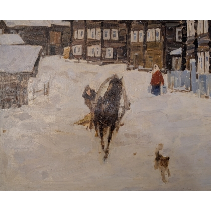 Tableau \"Hiver à Kimzha\" signé BELIAYEV