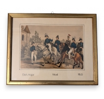 Gravure "Etat-Major - Vaud - 1845"