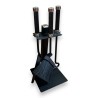 Support d\'outils de cheminée, métal noir et chromé