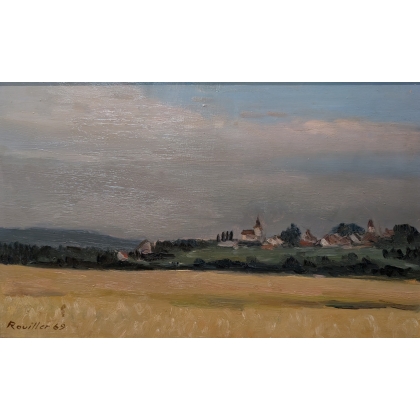 Tableau \"Colombier\" signé ROUILLER 96