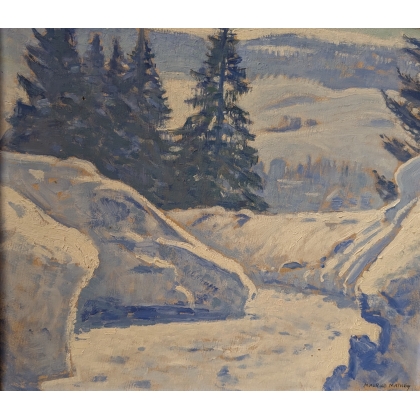 Tableau \"Neige sur le Jura\" signé Maurice MATHEY