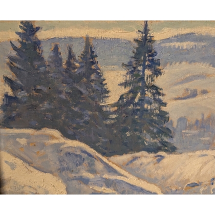 Tableau \"Neige sur le Jura\" signé Maurice MATHEY