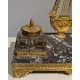 Encrier Empire en bronze et marbre gris