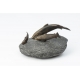 Groupe en bronze "Trois truites" sur une pierre