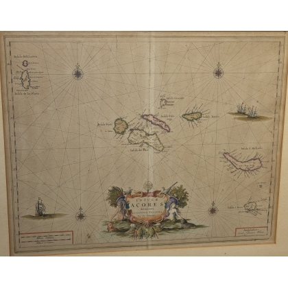 Gravure "Carte des Açores" par Johannes BLAEU