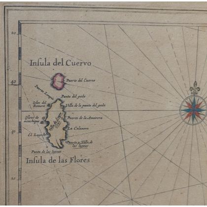 Gravure "Carte des Açores" par Johannes BLAEU