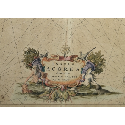 Gravure "Carte des Açores" par Johannes BLAEU