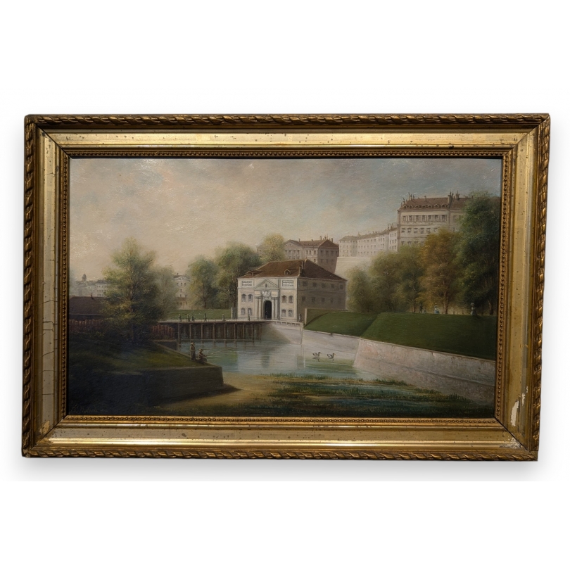Tableau \"Porte Neuve\" signé F. MÉTRAL