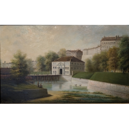 Tableau \"Porte Neuve\" signé F. MÉTRAL