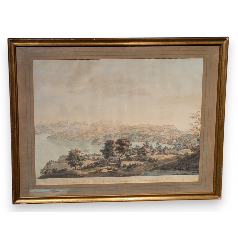 Engraving ‘View of Lucerne’ by DE BEAUMONT