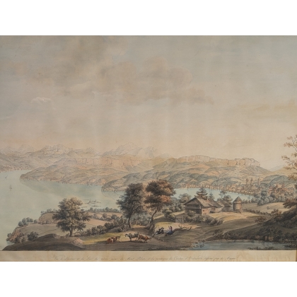 Engraving ‘View of Lucerne’ by DE BEAUMONT
