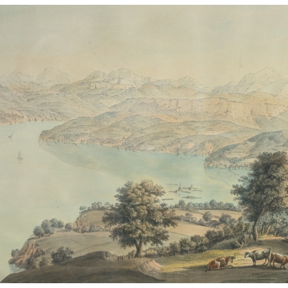 Engraving ‘View of Lucerne’ by DE BEAUMONT