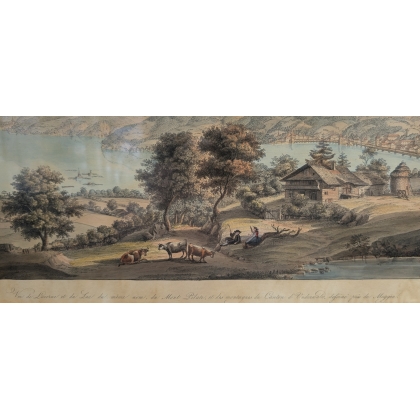 Engraving ‘View of Lucerne’ by DE BEAUMONT