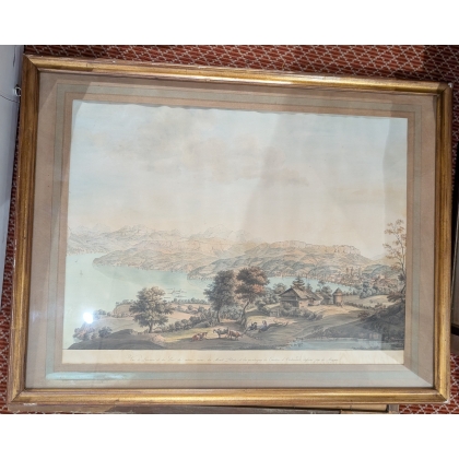 Engraving ‘View of Lucerne’ by DE BEAUMONT