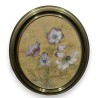 Pastel "Fleurs" cadre ovale en laiton