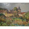 Tableau \"Village\" signé THEVENET