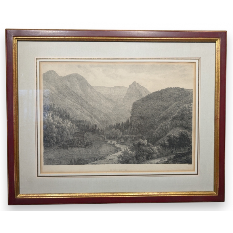 Engraving ‘Le Creux du Vent’ by CALAME