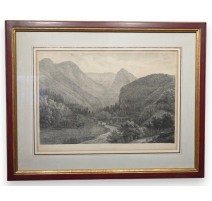 Gravure "Le Creux du Vent" par CALAME