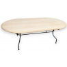 Grande table à manger en fer forgé, plateau hêtre