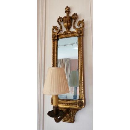 Pair of Louis XVI-style mirrored wall lights