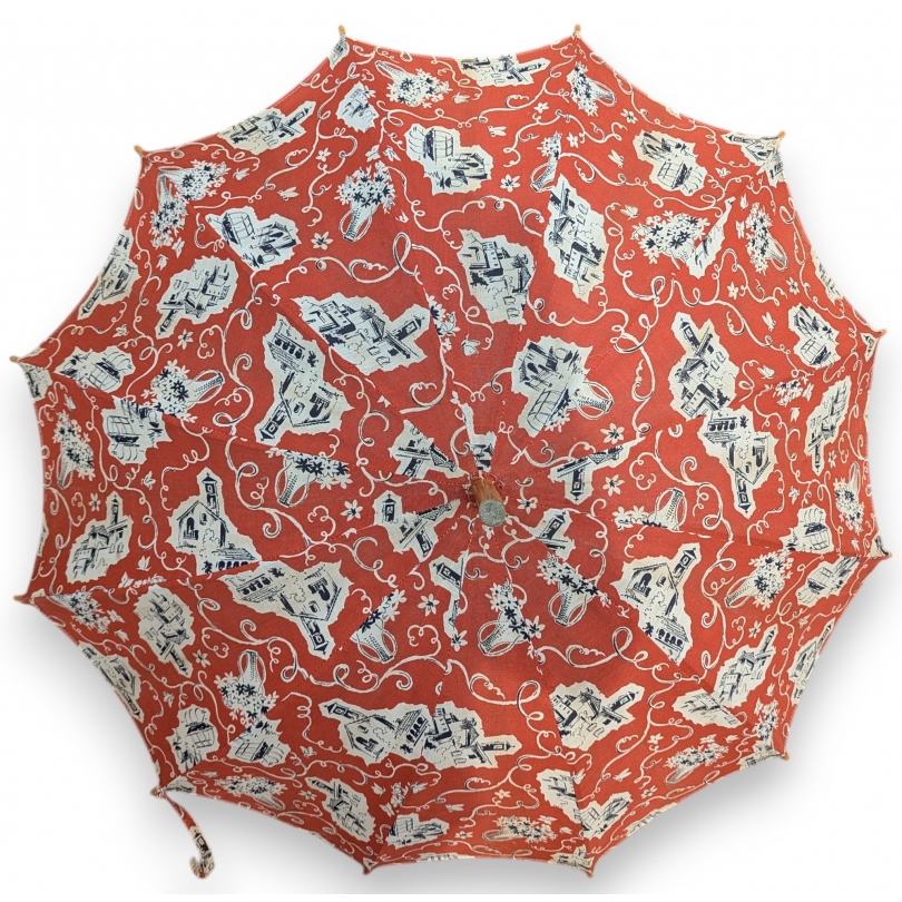 Red fabric parasol