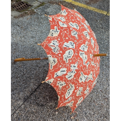 Red fabric parasol