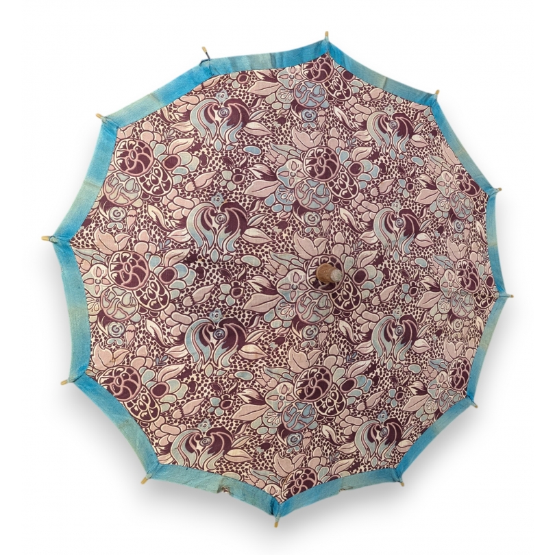 Purple and blue fabric parasol