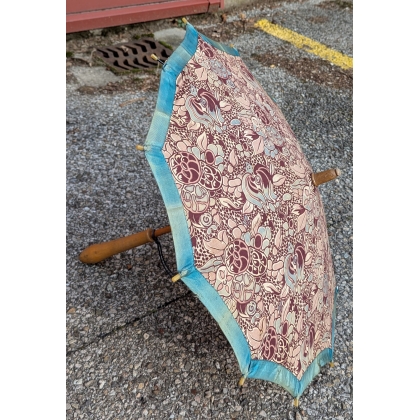 Purple and blue fabric parasol