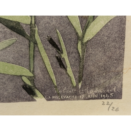 Radierung „Reflet de la Pissevache“, signiert HAINARD, auf Moinat SA – Antiquitäten und Dekoration – Radierungen, Lithografien