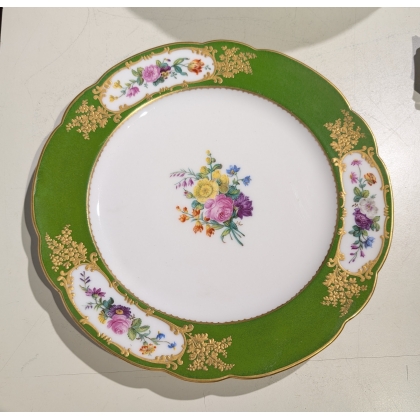 Assiette Verte à fleurs par FEUILLET