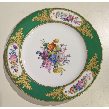 Assiette Verte à fleurs par FEUILLET ou JULLIENNE