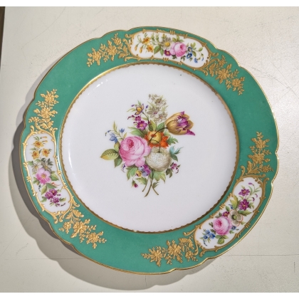 Assiette Verte à fleurs par FEUILLET ou JULLIENNE