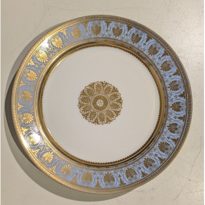 Assiette Empire à liseret bleu et or