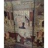 Chinese lacquered screen depicting a temple scene