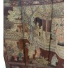 Chinese lacquered screen depicting a temple scene