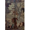 Chinese lacquered screen depicting a temple scene