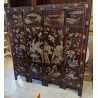Chinese lacquered screen depicting a temple scene