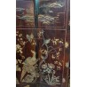 Chinese lacquered screen depicting a temple scene