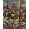 Chinese lacquered screen depicting a temple scene