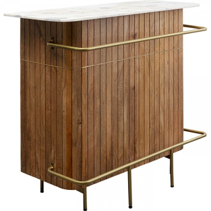 Bar Grace en lattes de bois et marbre blanc