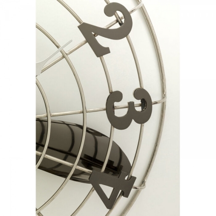 Chrome-plated metal wall clock with fan
