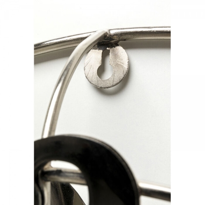 Chrome-plated metal wall clock with fan