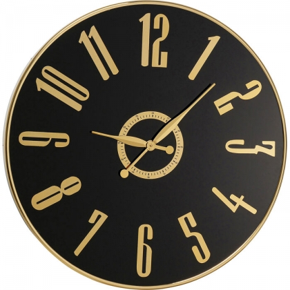 Casino wall clock in gold-coloured metal and glass