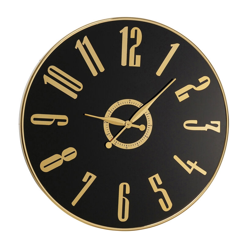 Casino wall clock in gold-coloured metal and glass