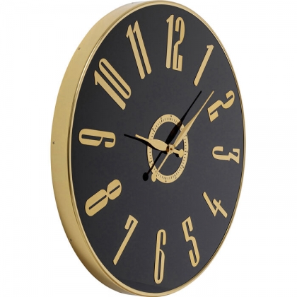 Casino wall clock in gold-coloured metal and glass