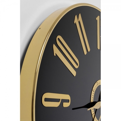Casino wall clock in gold-coloured metal and glass