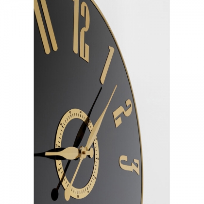 Casino wall clock in gold-coloured metal and glass